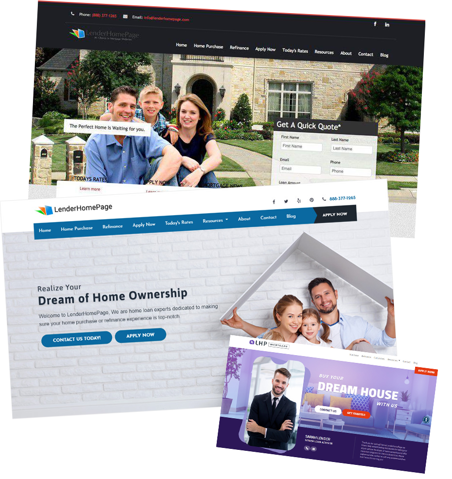 example websites created for mortgagefairies.com.